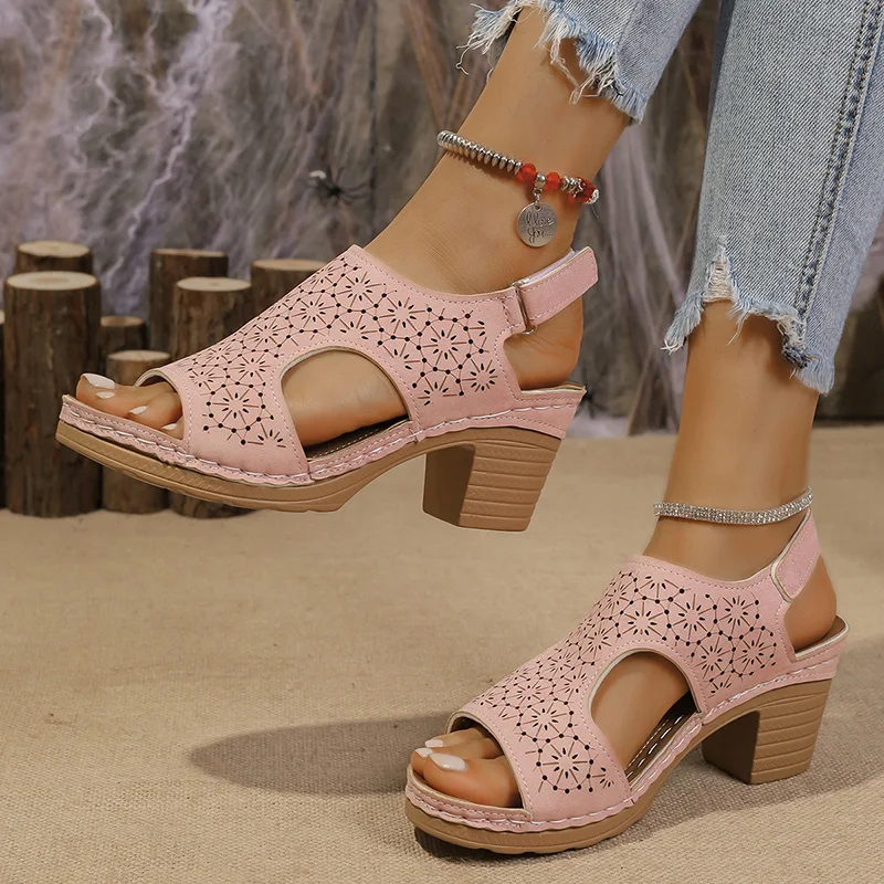 Anti Loop Rubber - Hollow Out Women's High Heels Sandals