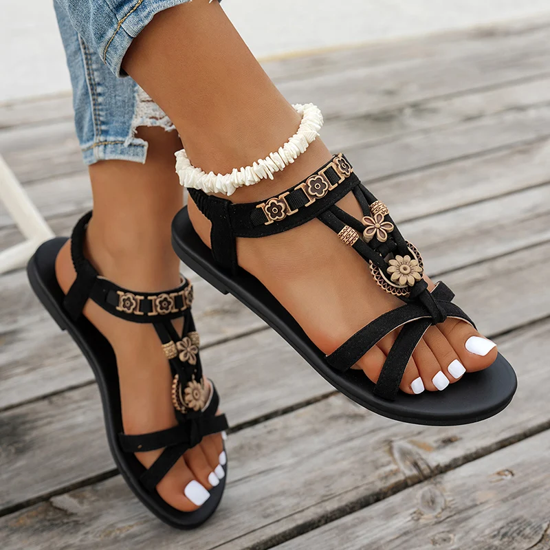 Flower Beaded Bohemian Sandals - Anti Loop Rubber のレビューと価格