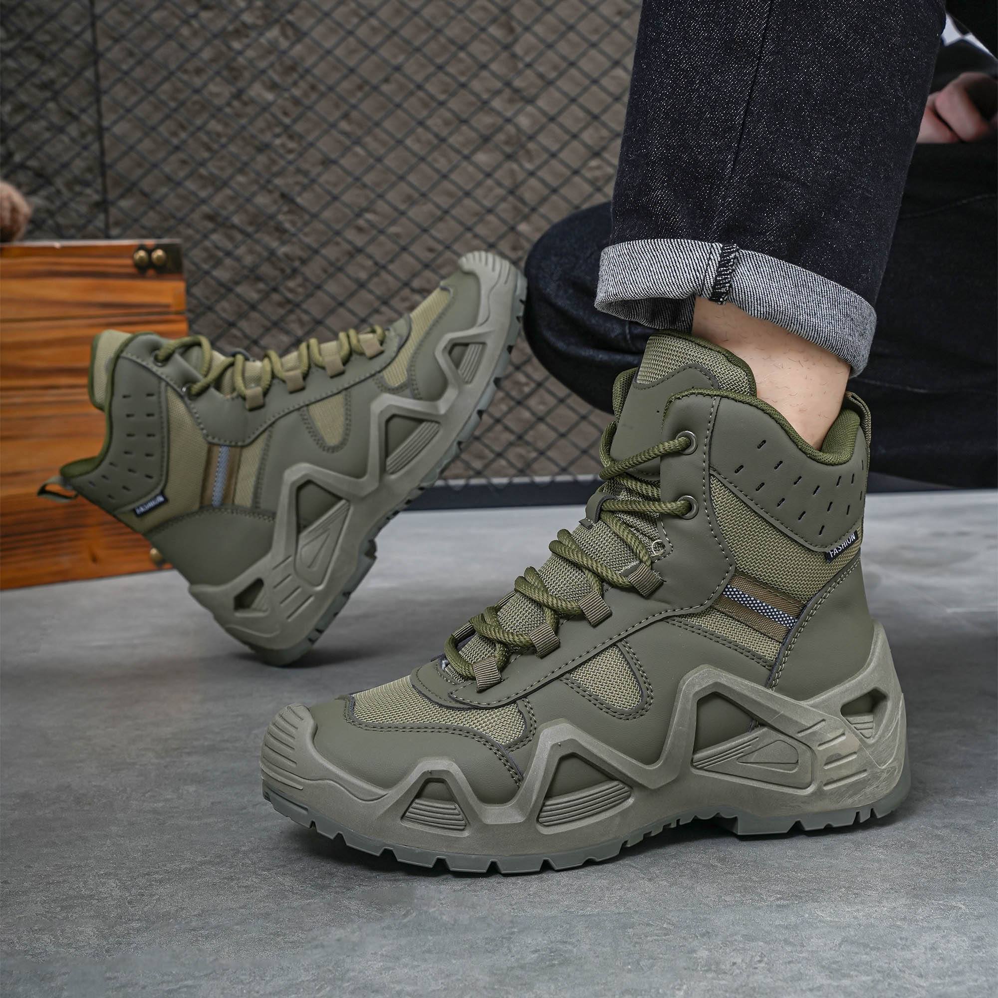 Men's high top boots, hiking b - Anti Loop Rubber のレビューと価格